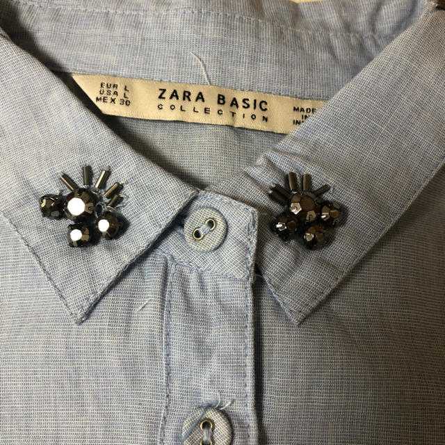 ZARA(ザラ)のZARA ブラウス 水色 レディースのトップス(シャツ/ブラウス(半袖/袖なし))の商品写真