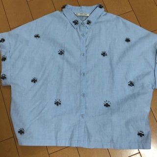 ザラ(ZARA)のZARA ブラウス 水色(シャツ/ブラウス(半袖/袖なし))