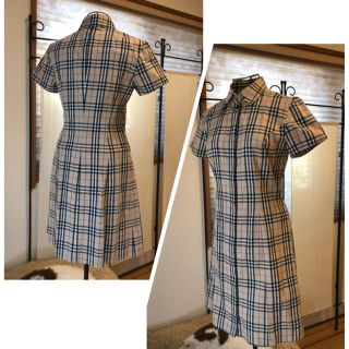 バーバリーブルーレーベル(BURBERRY BLUE LABEL)の美品バーバリーズブルーレーベル上質コットンチェック柄半袖ワンピース♫最終価格(ひざ丈ワンピース)