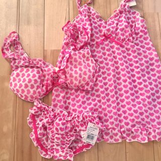 ピーチジョン(PEACH JOHN)のリアナ様専用🖤PJ♡ハートネグリジェブラ ショーツ キャミソール 3点SET (ブラ&ショーツセット)