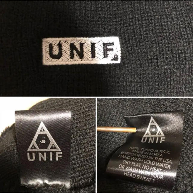 UNIF(ユニフ)の《入手困難品》UNIF ユニフ Play Beanie ニットキャップ 黒 レディースの帽子(ニット帽/ビーニー)の商品写真