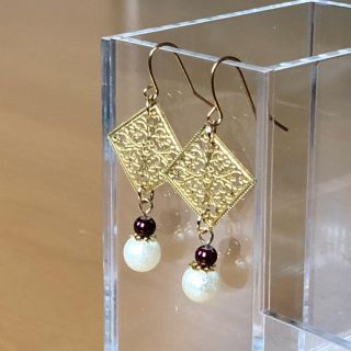 300円(ボルドープレート)☆ピアス5cm NO.1094 イヤリング 可能(ピアス)