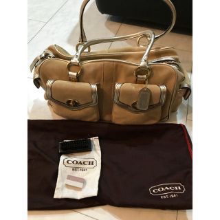 コーチ(COACH)の☆レア☆コーチ  ハンド ボストンバッグ   スエード ゴールド×ベージュ (ボストンバッグ)