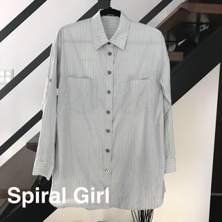 スパイラルガール(SPIRAL GIRL)のSpiral Girl♡ストライプシャツ(シャツ/ブラウス(長袖/七分))