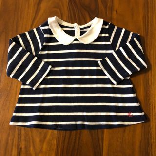 プチバトー(PETIT BATEAU)のプチバトー 襟付き長袖ボーダーカットソー 12m /74cm(シャツ/カットソー)