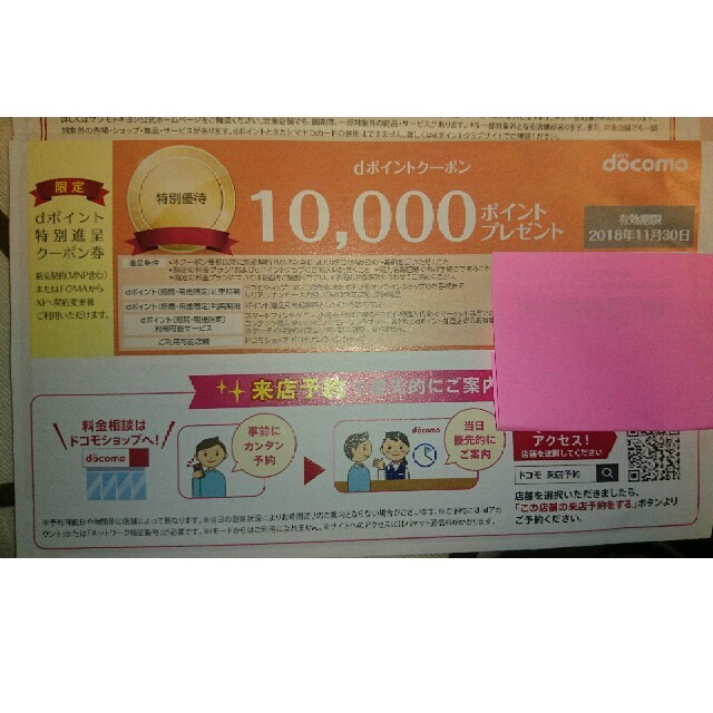 NTTdocomo(エヌティティドコモ)のdポイント クーポン 10000ポイント分 チケットの優待券/割引券(その他)の商品写真