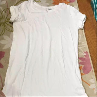 エイチアンドエム(H&M)のH&M XSサイズ ホワイト 半袖 ロングTシャツ(Tシャツ(半袖/袖なし))