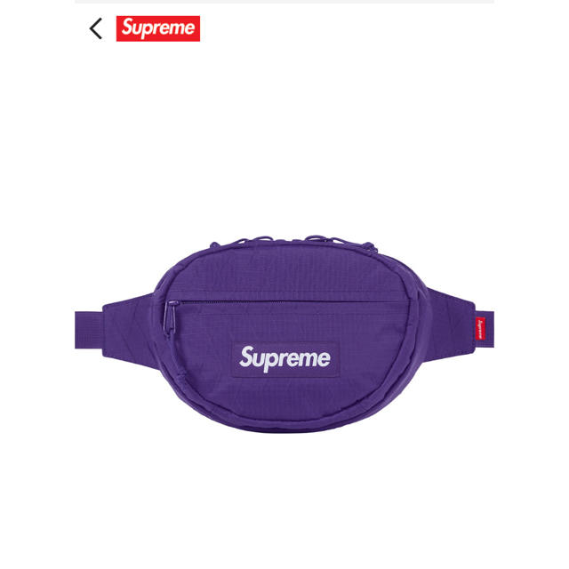 メンズ納品書付き 18AW Supreme Waist Bag ウエストバッグ 紫