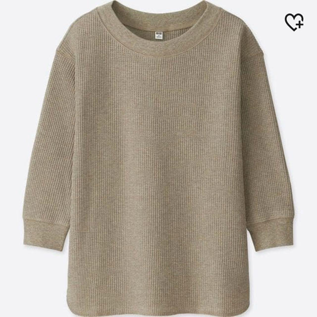 UNIQLO(ユニクロ)の新品タグつき！ワッフルクルーネックt ベージュ L レディースのトップス(Tシャツ(長袖/七分))の商品写真