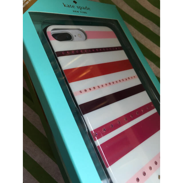 新品 kate spade iPhone7/8 plus ピンクボーダー