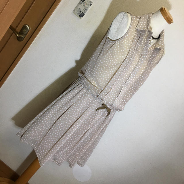 コムサイズム シフォン ノンスリーブ シャツチュニックワンピ 薄茶 M 超美品 コムサイズム COMME CA ISM チェニック ワンピース