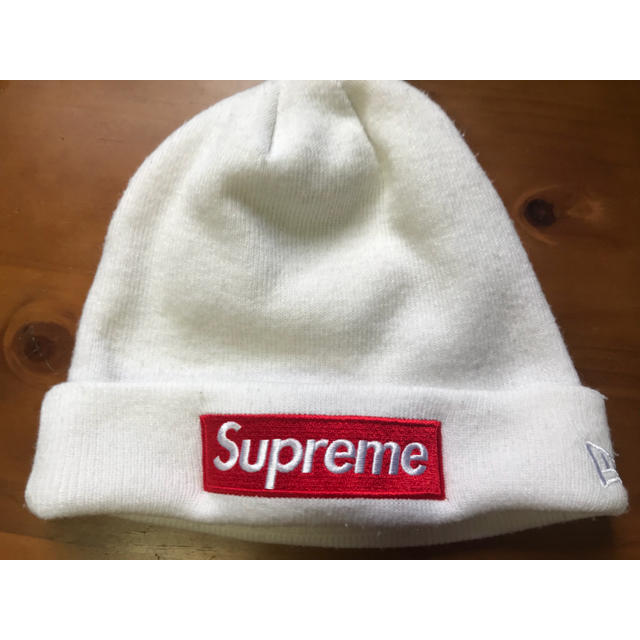 supreme boxlogo beanie white