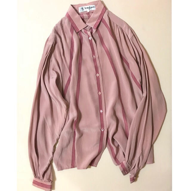 vintage blouse shirt ヴィンテージ くすみピンク レディースのトップス(シャツ/ブラウス(長袖/七分))の商品写真