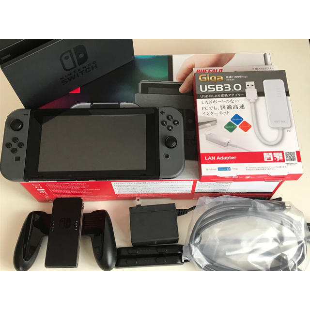 任天堂 Switch グレー ＋ BUFFALO 有線LANアダプター - 家庭用ゲーム機本体