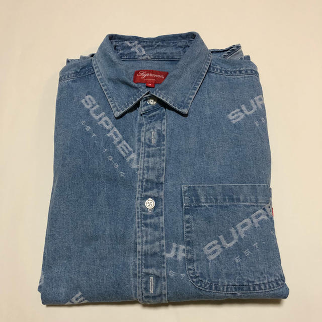 17aw Supreme デニムシャツ インディゴ(M) 美USED 国内正規品