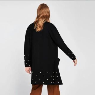 ザラ(ZARA)の新品  ZARA パール カーディガン コート(ニットコート)