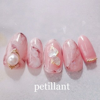 ピンクオパール風♡No61 コスメ/美容のネイル(つけ爪/ネイルチップ)の商品写真