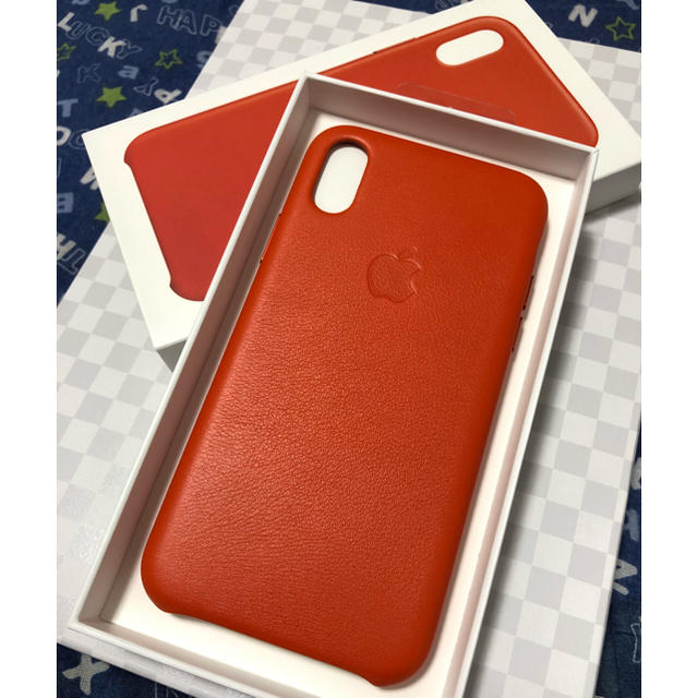 【新品】iPhone X用 純正 レザーケース ブライトオレンジ