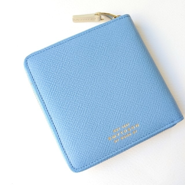 【新品】Smythson スマイソン パナマ ナイルブルー 二つ折り財布ロンドンスマイソン素材