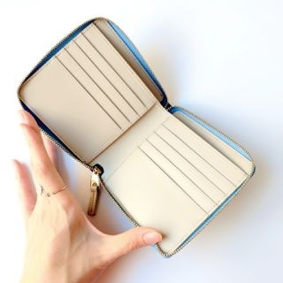 【新品】Smythson スマイソン パナマ ナイルブルー 二つ折り財布