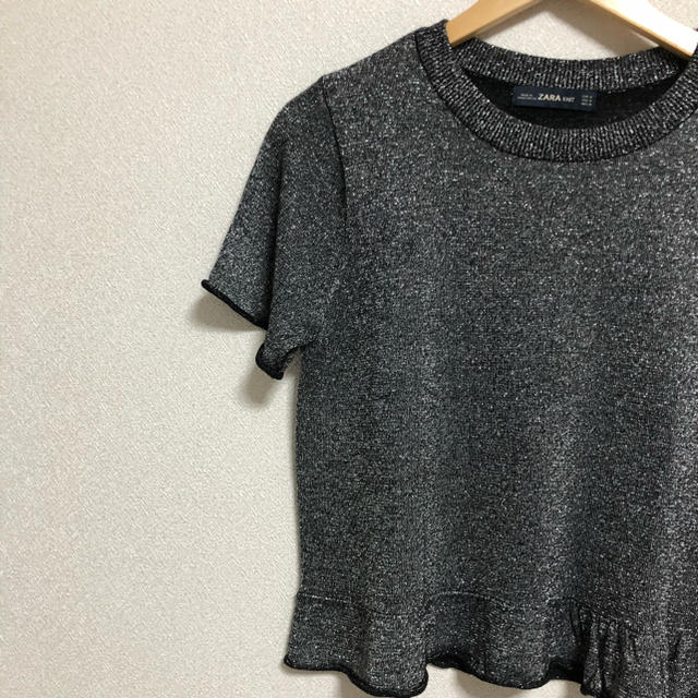 ZARA(ザラ)のZARA ラメ Tシャツ グリッター レディースのトップス(Tシャツ(半袖/袖なし))の商品写真