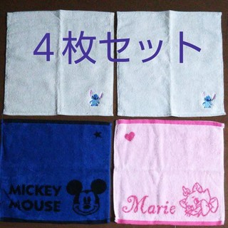 ディズニー(Disney)の☆新品☆ ハンドタオル ディズニー ４枚セット ミッキー＆マリー＆スティッチ(タオル)