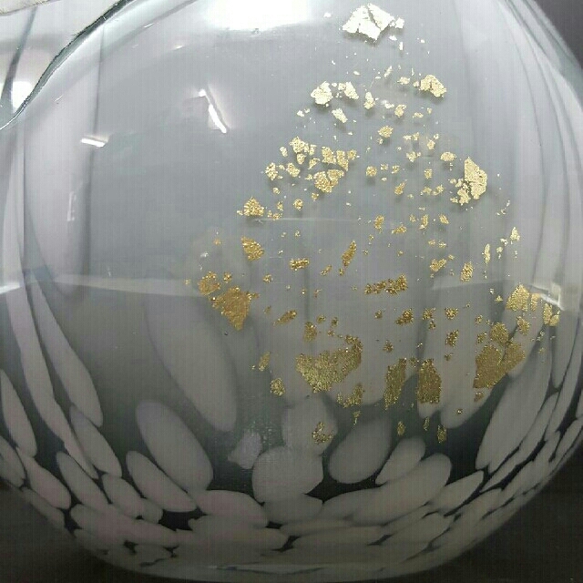 希少本金使用KAMAY GALLERY カメイガラス 金彩ホワイト×クリアー花瓶