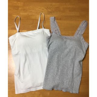 ユニクロ(UNIQLO)のna〜429‘s様専用〜リブグレー＆ホワイト(未使用)(キャミソール)