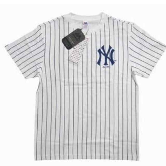 NYヤンキース Tシャツ ホワイト ストライプ Lサイズ | フリマアプリ ラクマ