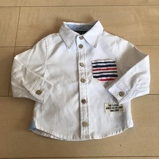 シマムラ(しまむら)のボーダー胸ポケット付きボタンシャツ 80(シャツ/カットソー)