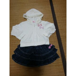 ベベ(BeBe)の☆BeBe☆NOU☆パーカー＆デニムスカートセット☆100㎝☆新品タグつき(スカート)