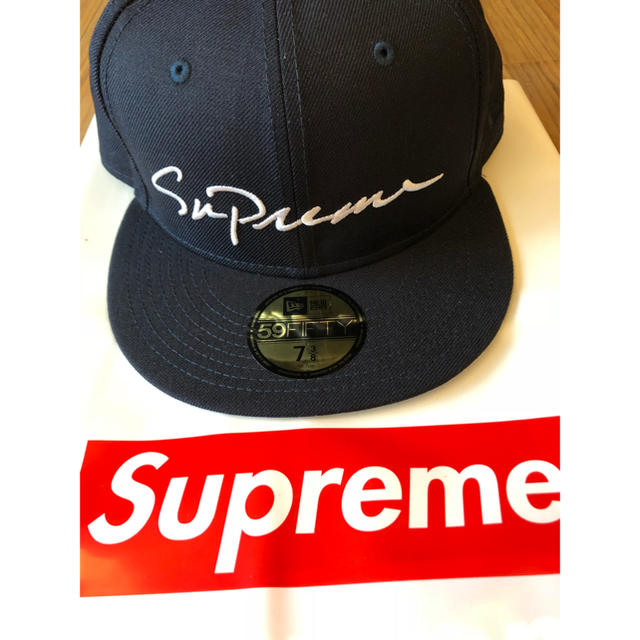 【新品】Supreme NewEra  コラボキャップ 18FA ネイビー帽子