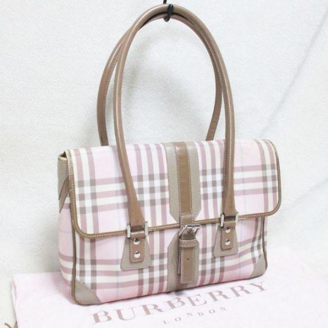 BURBERRY - バーバリー トートバッグ ピンクチェック柄ナイロンキャンパス×レザーの通販 by tedee's shop｜バーバリーならラクマ