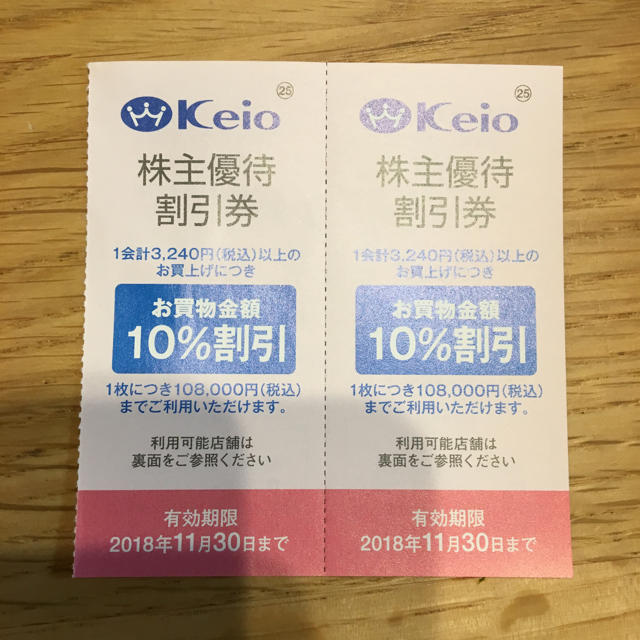 京王百貨店(ケイオウヒャッカテン)の京王百貨店 株主優待割引券 2枚 チケットの優待券/割引券(ショッピング)の商品写真