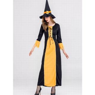 ハロウィン 魔女 コスプレセット(帽子+ドレス) ウィッチ(衣装一式)