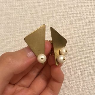 真鍮 パール ハンドメイド イヤリング(イヤリング)