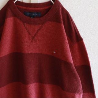 トミーヒルフィガー(TOMMY HILFIGER)のUS トミーヒルフィガー コットン セーター 長袖 wine M(ニット/セーター)