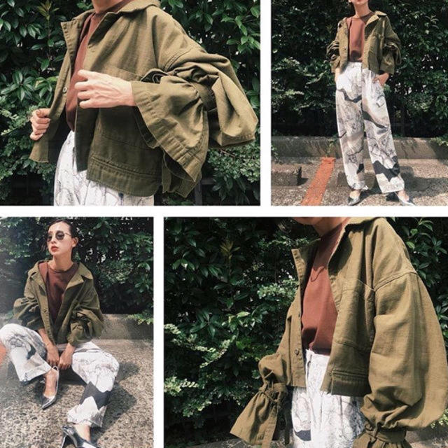 VOLUME BELL SLEEVE MILITARY HALF COAT