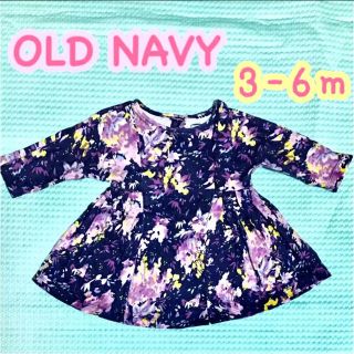 オールドネイビー(Old Navy)の【美品】OLD NAVY 長袖 花柄ワンピース 3-6m♡(ワンピース)