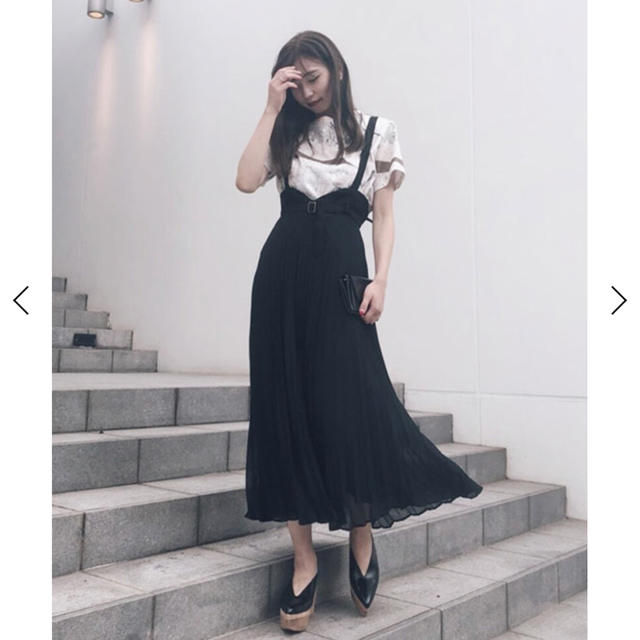 PLEATS SUSPENDER SKIRTロングスカート