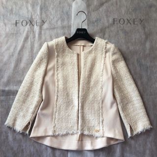 フォクシー(FOXEY)のFOXEY ツイード×ニット ジャケット(ノーカラージャケット)