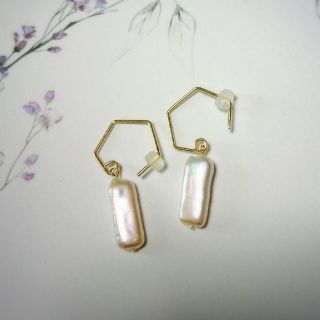 イエナ(IENA)の243  ｽｸｴｱ淡水パール  ピアス ｲﾔﾘﾝｸﾞ(ピアス)