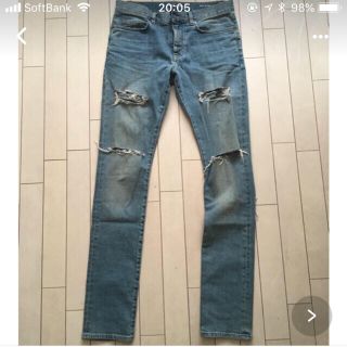 サンローラン(Saint Laurent)のsaint laurent デニム 31 14aw ブルーデストロイ 極美中古(デニム/ジーンズ)