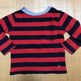 ギャップ(GAP)の赤黒ボーダーTシャツ 長袖 男女兼用 80(Ｔシャツ)