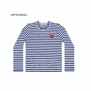 コムデギャルソン(COMME des GARCONS)のPLAY CDG メンズボーダー長袖Tシャツ BLUE / S(Tシャツ/カットソー(七分/長袖))