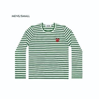 コムデギャルソン(COMME des GARCONS)のPLAYコムデギャルソン　ボーダー長袖Tシャツ　GREEN/S 新品　送料込(Tシャツ/カットソー(七分/長袖))