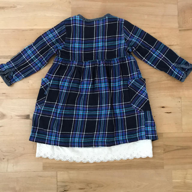 Petit jam(プチジャム)のPetit jam プチジャム チェック レース ワンピース 95 キッズ/ベビー/マタニティのキッズ服女の子用(90cm~)(ワンピース)の商品写真