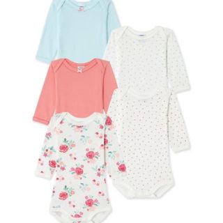 プチバトー(PETIT BATEAU)の一点のみ◆36m 新品 プチバトー プリント＆カラー長袖ボディ５枚組(下着)