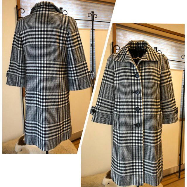 BURBERRY(バーバリー)の超美品バーバリーBurberry上質コットンウールチェック柄コート♫ レディースのジャケット/アウター(ロングコート)の商品写真