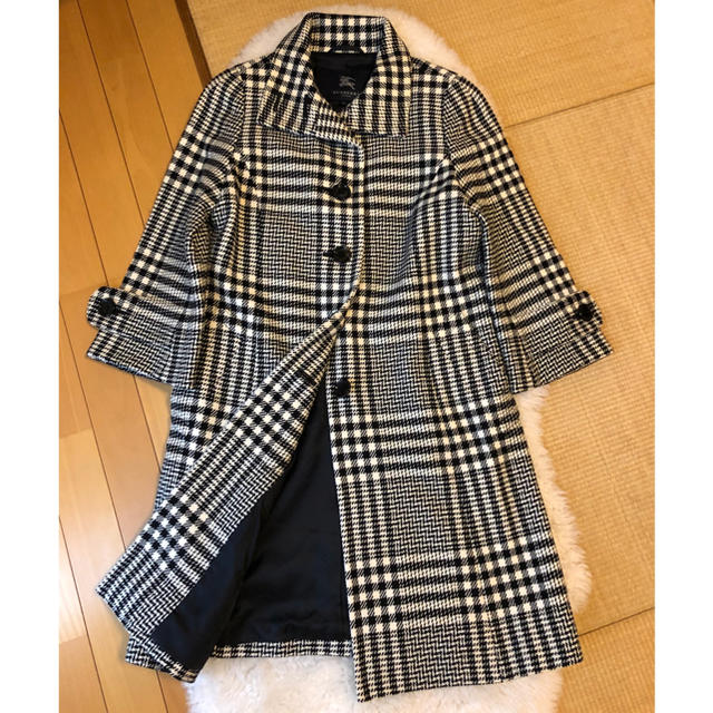 BURBERRY(バーバリー)の超美品バーバリーBurberry上質コットンウールチェック柄コート♫ レディースのジャケット/アウター(ロングコート)の商品写真